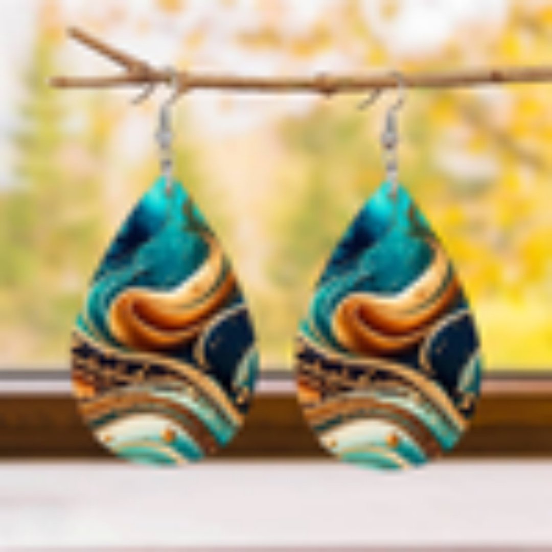 Fashion Colorful Water Ripple Pattern Acrylic Earrings - Image 3