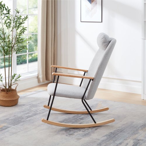Modern Rocking Chairs Upholstered Chairs Comfortable Side Chairs For Children's Rooms, Bedrooms, Living Rooms - Image 7