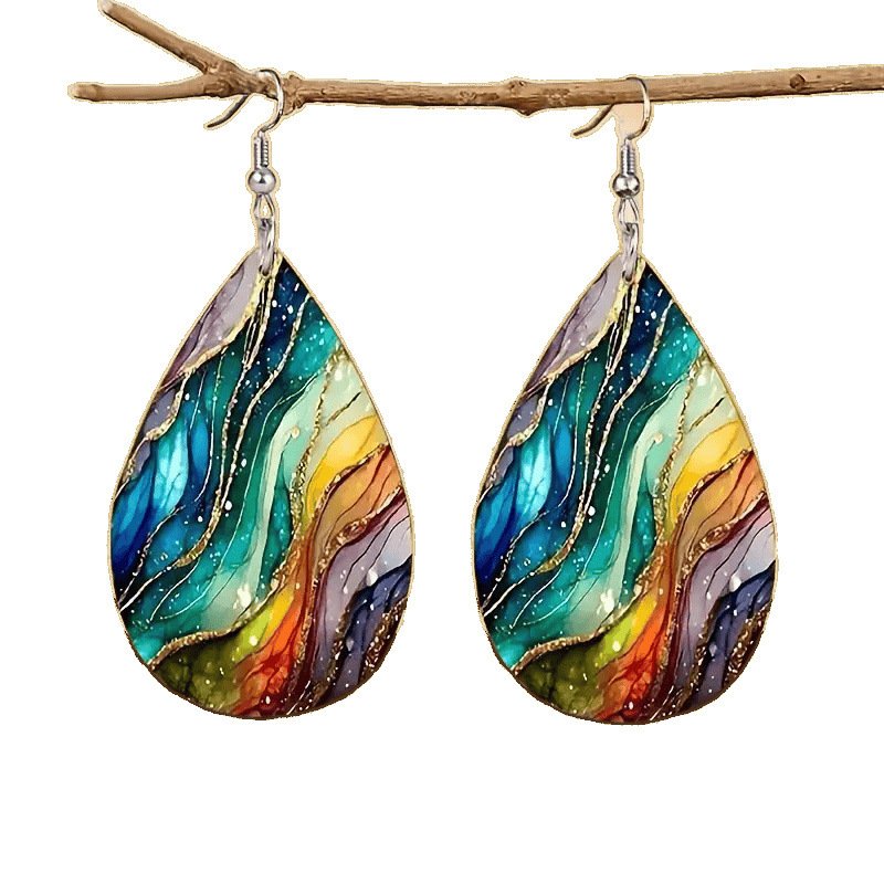 Fashion Colorful Water Ripple Pattern Acrylic Earrings - Image 6