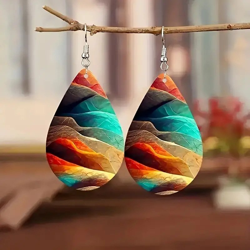 Fashion Colorful Water Ripple Pattern Acrylic Earrings - Image 2
