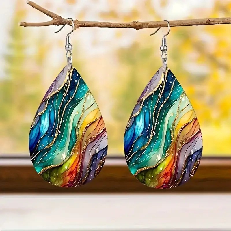 Fashion Colorful Water Ripple Pattern Acrylic Earrings - Image 5