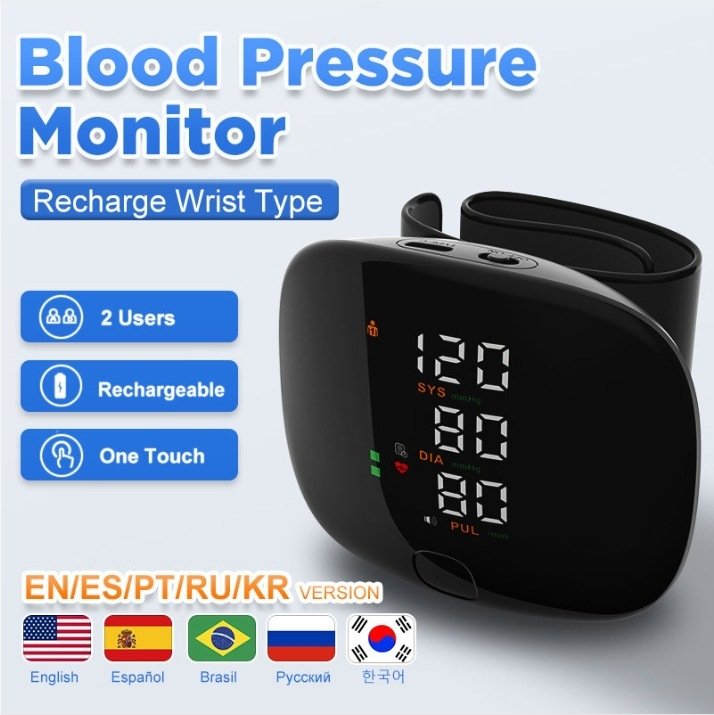 Wrist-type Voice-enabled Home Electronic Blood Pressure Monitor