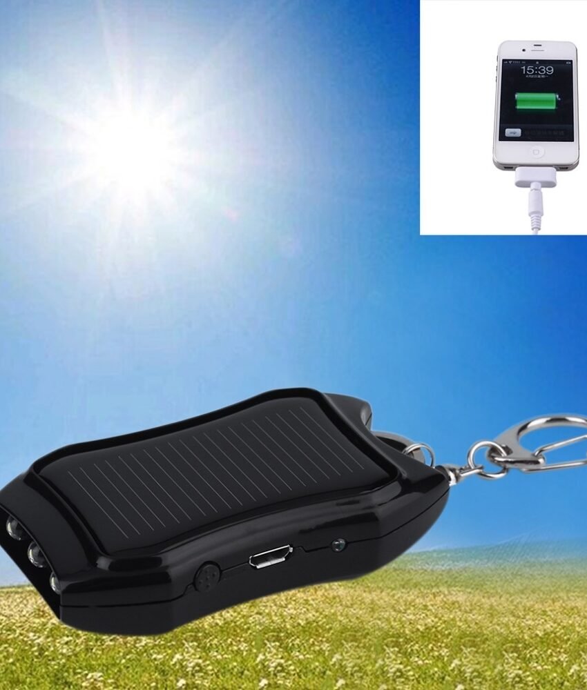 Solar Mobile Phone Power Bank  Flashlight Keychain Power
